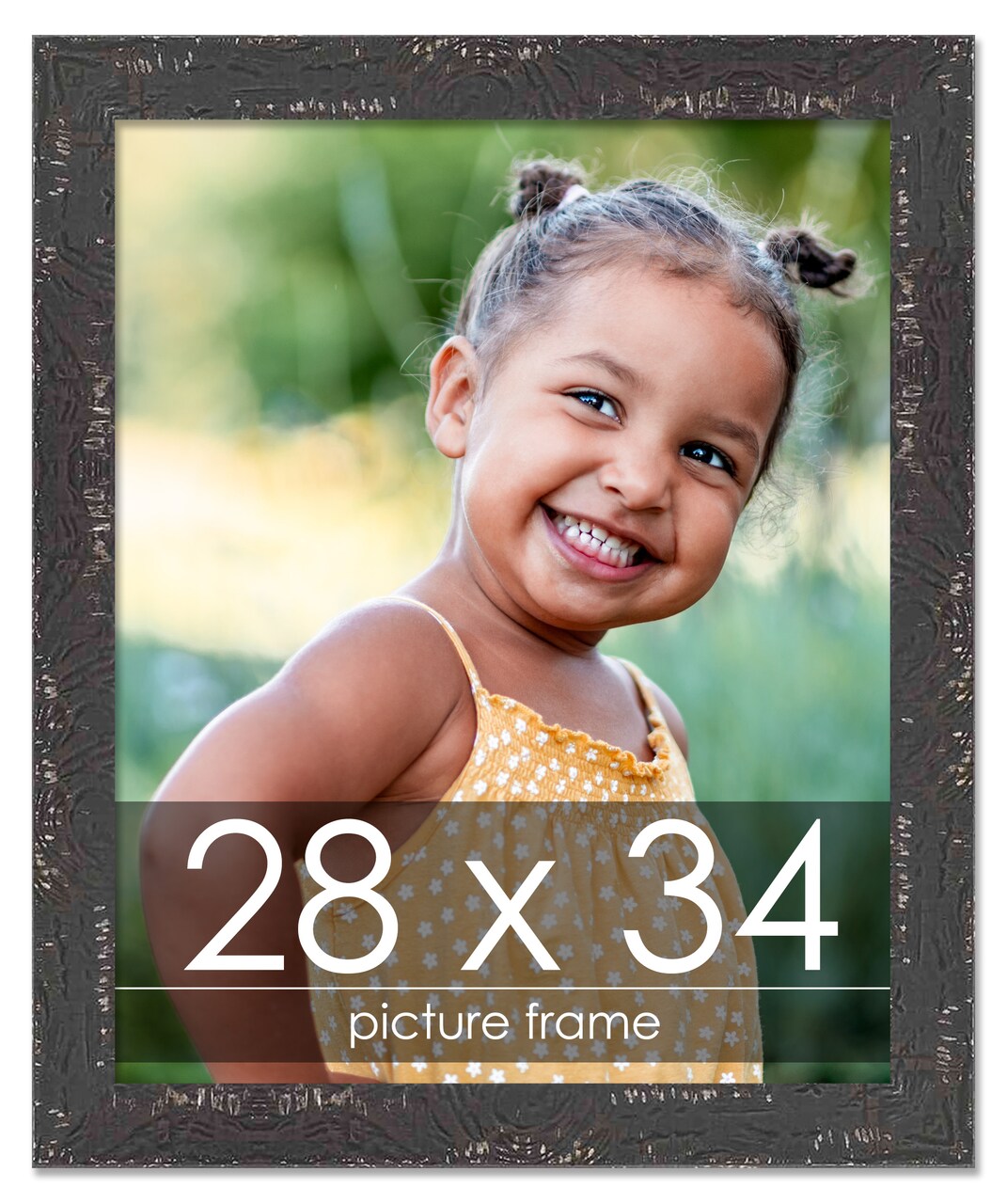 Photo Size Shabby Chic Black Picture Frame - UV Acrylic, Foam Board Backing, Hanging Hardware